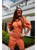 Orange shirt dress with ruffles on the sides FG649 - Online store - Boutique